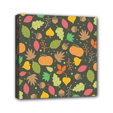 Thanksgiving Pattern Mini Canvas 6  X 6  (stretched) by Valentinaart