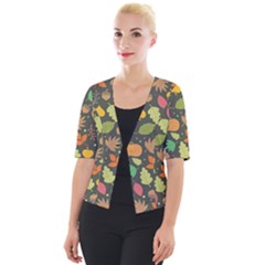 Thanksgiving Pattern Cropped Button Cardigan by Valentinaart