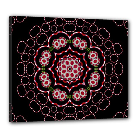 Fantasy Flowers Ornate And Polka Dots Landscape Canvas 24  X 20  (stretched) by pepitasart