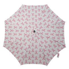 Pink Ribbon - Breast Cancer Awareness Month Hook Handle Umbrellas (small) by Valentinaart