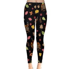 Thanksgiving Turkey Pattern Inside Out Leggings by Valentinaart