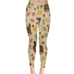 Thanksgiving Turkey Pattern Inside Out Leggings by Valentinaart