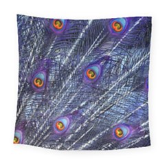 Peacock Feathers Color Plumage Blue Square Tapestry (large) by Sapixe