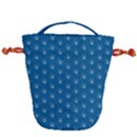 Quebec French Royal Fleur De Lys Elegant Pattern Blue Blue Quebec Fleur De Lys Pattern Blue Drawstring Bucket Bag View1