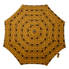 Pattern Pumpkin Spider Vintage Halloween Gothic Orange And Black Hook Handle Umbrellas (medium) by genx