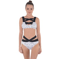 Funny Cat Pattern Organic Style Minimalist On White Background Bandaged Up Bikini Set  by genx