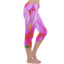Fiery Hot Pink And Yellow Cactus Dahlia Flower Capri Yoga Leggings View3