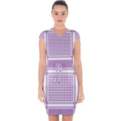 Purple Geometric Headdress Capsleeve Drawstring Dress  by Mariart