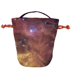 Cosmic Astronomy Sky With Stars Orange Brown And Yellow Drawstring Bucket Bag by genx