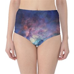 Lagoon Nebula Interstellar Cloud Pastel Pink, Turquoise And Yellow Stars Classic High-waist Bikini Bottoms by genx