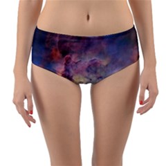 Lagoon Nebula Interstellar Cloud Pastel Pink, Turquoise And Yellow Stars Reversible Mid-waist Bikini Bottoms by genx