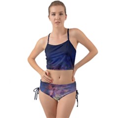 Lagoon Nebula Interstellar Cloud Pastel Pink, Turquoise And Yellow Stars Mini Tank Bikini Set by genx