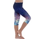 Lagoon Nebula Interstellar Cloud Pastel pink, turquoise and yellow stars Kids  Lightweight Velour Capri Leggings  View3