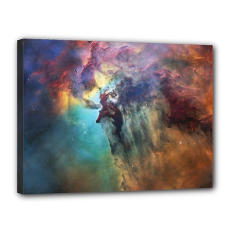 Lagoon Nebula Interstellar Cloud Pastel Pink, Turquoise And Yellow Stars Canvas 16  X 12  (stretched) by genx