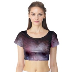 Eagle Nebula Wine Pink And Purple Pastel Stars Astronomy Short Sleeve Crop Top by genx