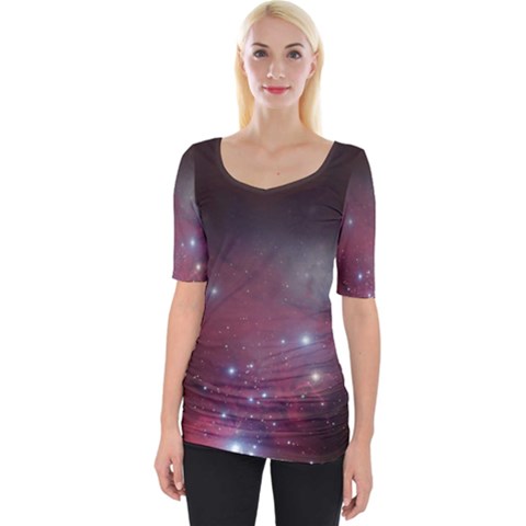 Christmas Tree Cluster Red Stars Nebula Constellation Astronomy Wide Neckline Tee by genx