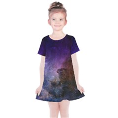 Carina Nebula Ngc 3372 The Grand Nebula Pink Purple And Blue With Shiny Stars Astronomy Kids  Simple Cotton Dress by genx