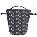 Tape Cassette 80s Retro GenX Pattern black and White Drawstring Bucket Bag View1