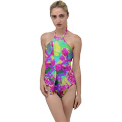 Psychedelic Succulent Sedum Turquoise And Yellow Go With The Flow One Piece Swimsuit by myrubiogarden