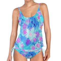 Blue And Hot Pink Succulent Underwater Sedum Tankini Set by myrubiogarden