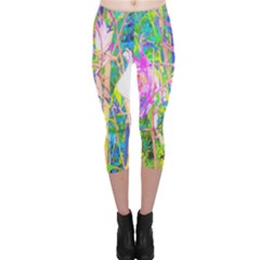 Abstract Oriental Lilies In My Rubio Garden Capri Leggings  by myrubiogarden