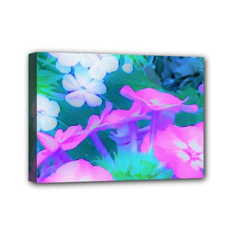 Pink, Green, Blue And White Garden Phlox Flowers Mini Canvas 7  X 5  (stretched) by myrubiogarden