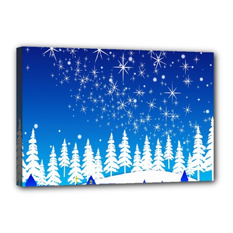 Snowflakes Snowy Landscape Reindeer Canvas 18  X 12  (stretched) by Wegoenart