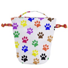 Pawprints Paw Prints Paw Animal Drawstring Bucket Bag by Wegoenart