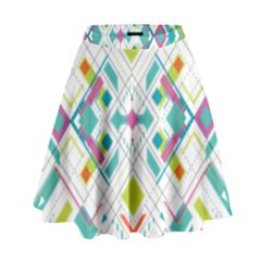 Graphic Design Geometry Shape Pattern Geometric High Waist Skirt by Wegoenart