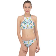 Graphic Design Geometry Shape Pattern Geometric Racer Front Bikini Set by Wegoenart