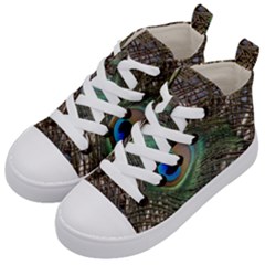 Peacock Tail Feathers Kid s Mid-top Canvas Sneakers by Wegoenart
