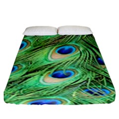 Peacock Feathers Peafowl Fitted Sheet (king Size) by Wegoenart