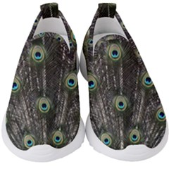 Background Peacock Feathers Kids  Slip On Sneakers by Wegoenart