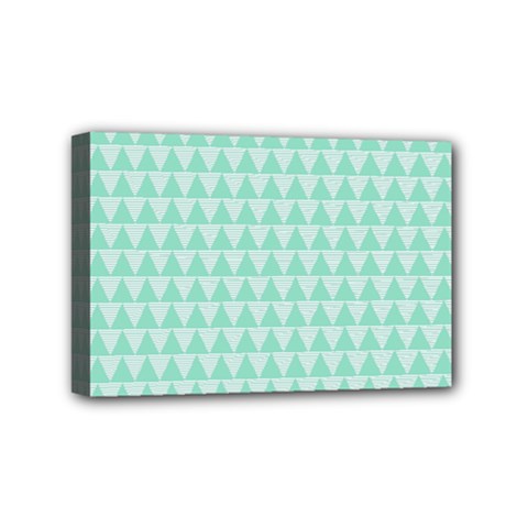 Mint Triangle Shape Pattern Mini Canvas 6  X 4  (stretched) by picsaspassion
