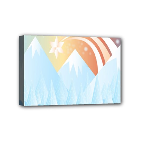 Winter Landscape Star Mountains Mini Canvas 6  X 4  (stretched) by Wegoenart