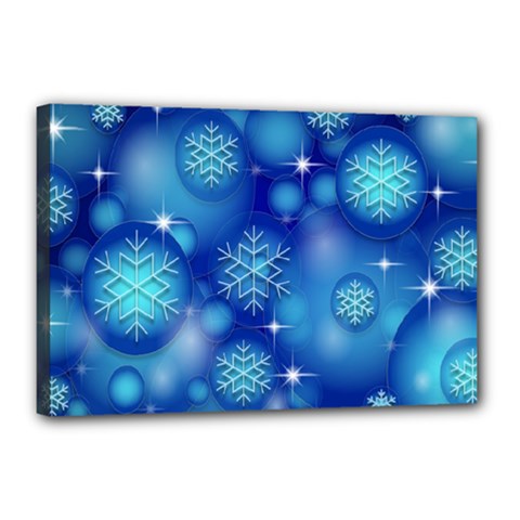 Blue Background Christmas Canvas 18  X 12  (stretched) by Wegoenart