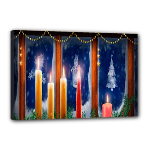 Christmas Lighting Candles Canvas 18  X 12  (stretched) by Wegoenart