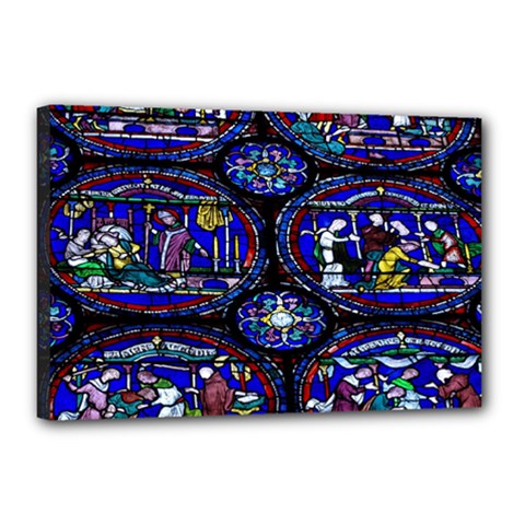 Church Window Canterbury Canvas 18  X 12  (stretched) by Wegoenart