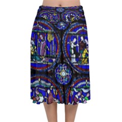 Church Window Canterbury Velvet Flared Midi Skirt by Wegoenart