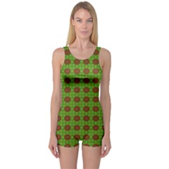 Christmas Paper Wrapping Patterns One Piece Boyleg Swimsuit by Wegoenart