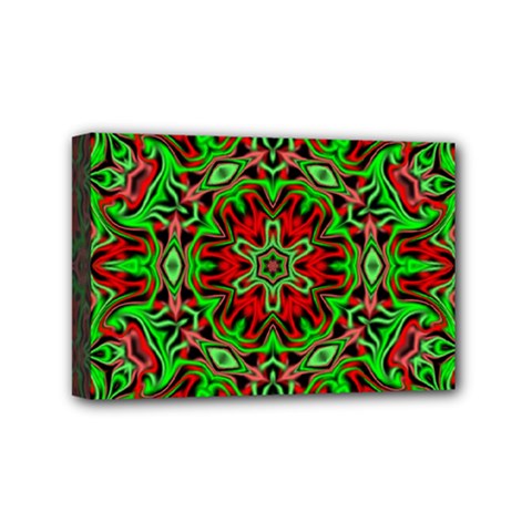 Christmas Kaleidoscope Pattern Mini Canvas 6  X 4  (stretched) by Wegoenart