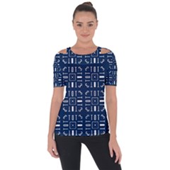 Pattern Background Abstract Design Shoulder Cut Out Short Sleeve Top by Wegoenart