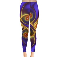 Fractal Neon Blue Bright Fantasy Leggings  by Wegoenart