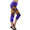 Fractal Neon Blue Bright Fantasy Lightweight Velour Capri Leggings  View4