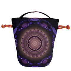 Fractal Neon Blue Energy Fantasy Drawstring Bucket Bag by Wegoenart