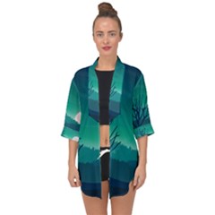 Landscape Wallpaper Background Open Front Chiffon Kimono by Wegoenart