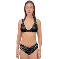 Fractal Colorful Pattern Fantasy Double Strap Halter Bikini Set by Wegoenart