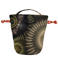 Fractal Steampunk Gears Fantasy Drawstring Bucket Bag by Wegoenart