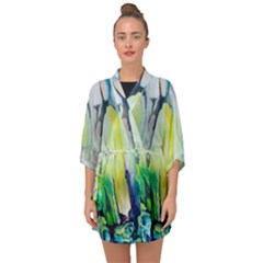 Art Abstract Modern Abstract Half Sleeve Chiffon Kimono by Wegoenart