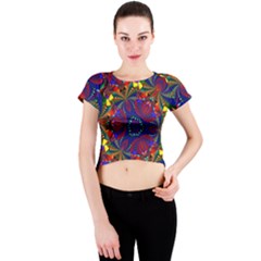 Kaleidoscope Pattern Ornament Crew Neck Crop Top by Wegoenart